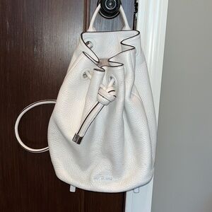Michael Michael Kors white heavy leather classic large slouchy backpack bag